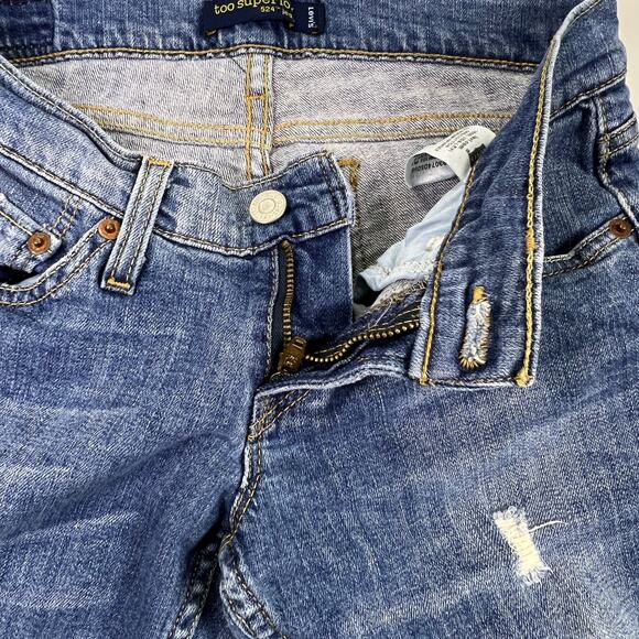 Levi's Too Superlow 524 Distressed Denim Blue Skinny Jeans Size 1 Medium - Picture 14 of 15